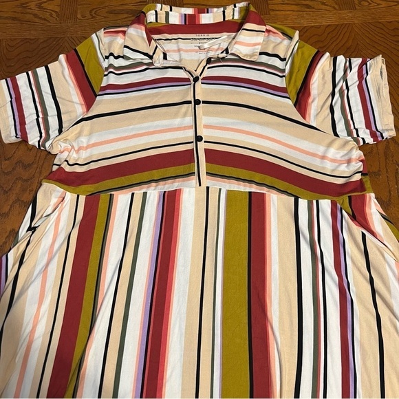 Torrid Super Soft Multi Stripe Collared Skater Dress Sz 3X Flowy Comfort - Picture 3 of 13